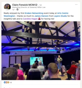 Testimonial from Claire Fenwick, Get Kraken CIC & Kraken Networking