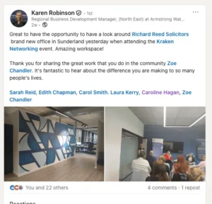 Testimonial from Karen Robinson, Get Kraken CIC & Kraken Networking