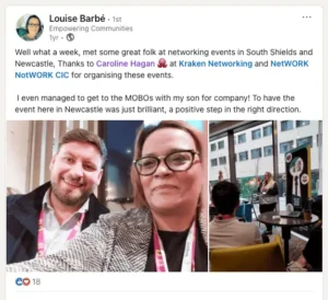 Testimonial from Louise Barbe, Get Kraken CIC & Kraken Networking